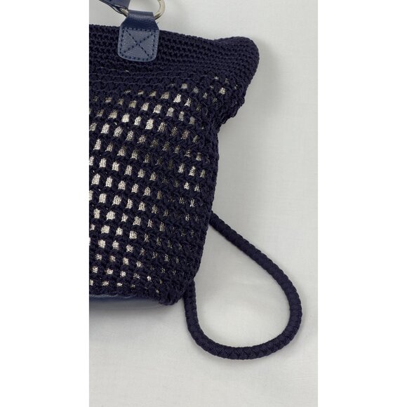 The Sak Navy Crochet Tote Bag With Zipper Pocket & Shoulder Straps - Picture 13 of 16